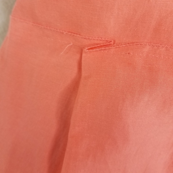 Elie Tahari Christie peach coral linen blend ruffle midi dress - Picture 11 of 11